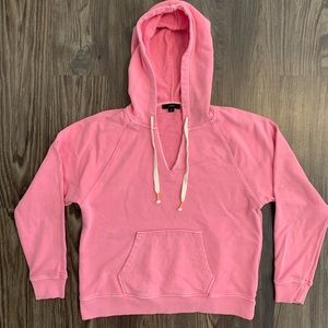 J. Crew Size M Pink Garment-dyed V-neck Hoodie in Original Cotton Terry